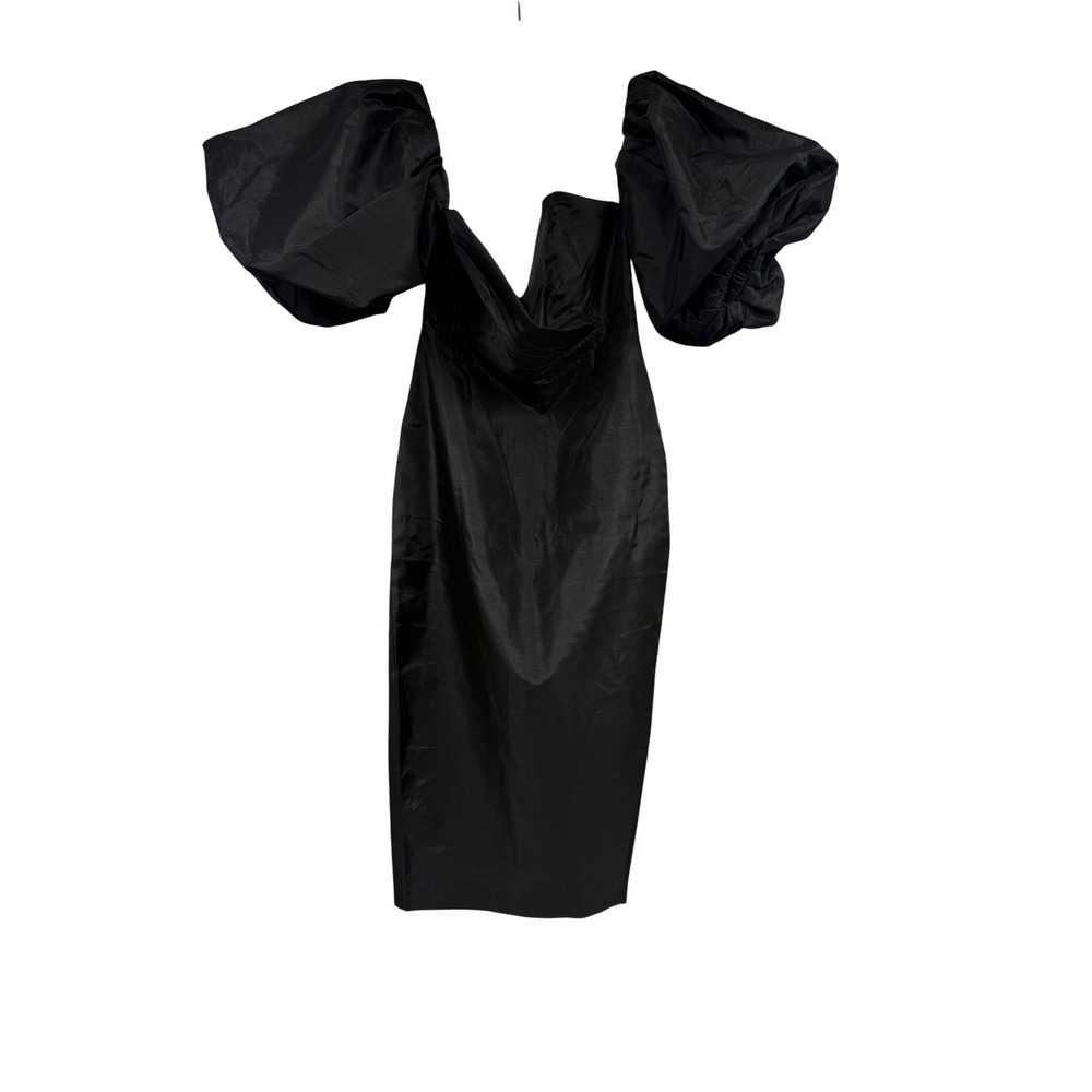 Alieva Aliava Tiffany Dupioni Puff Sleeve Maxi Dress Cocktail Dress Size L